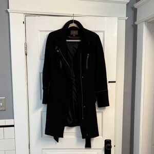 Cole Haan Fitted Black Wool Coat Size 10